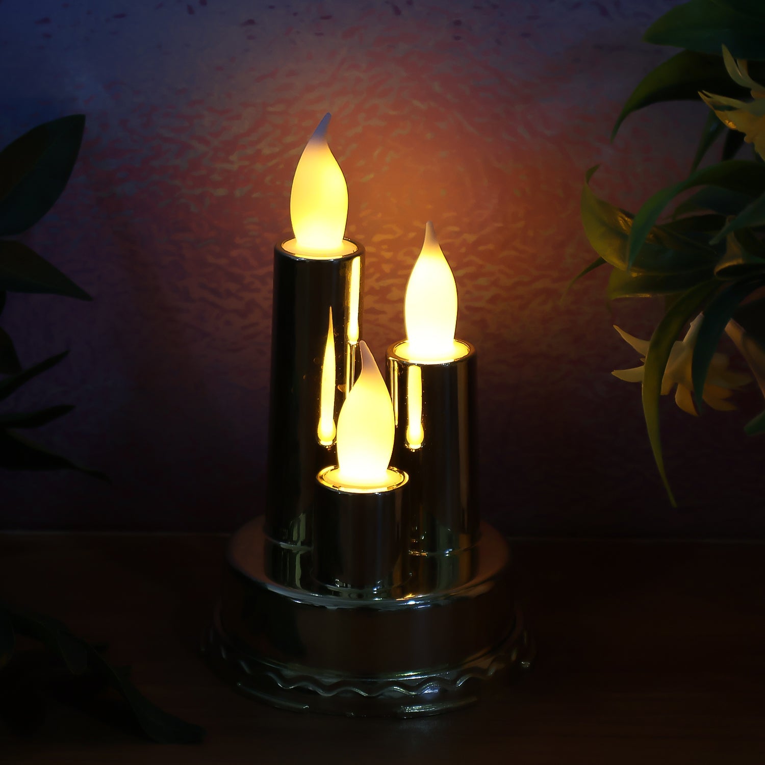 LED Flameless Candle Lamp with Triple Candle Design (1 Pc) LED Flameless Candle Lamp with Triple Candle Design (1 Pc)